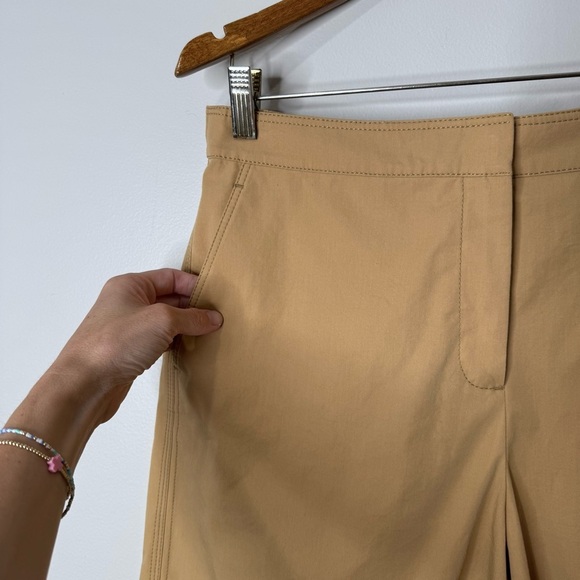 Lafayette 148 New York Cotton Stretch High Waisted Khaki shorts Honeynut Medium - Picture 4 of 10